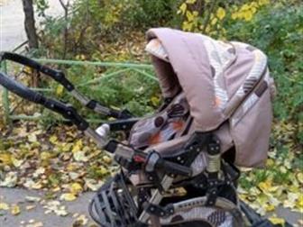 Коляска трансформерЛюлька переноска, сумка для мамы, дождевик, москитка, Ручка перекидывается, Теплый капюшон сзади отстёгивается, остаётся сетка, очень удобно в в Рязани